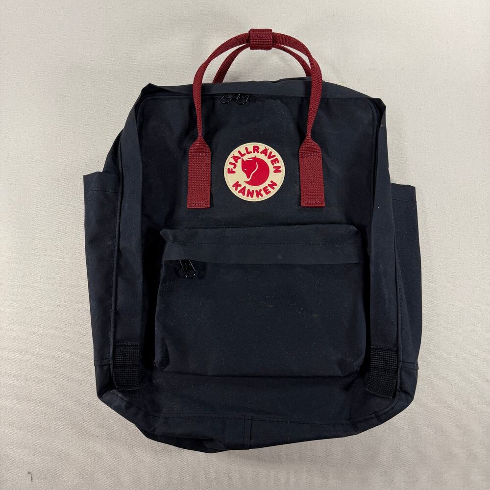 Fjallraven Kanken Classic Backpack Black Ox Red Straps Daypack 16L 23510